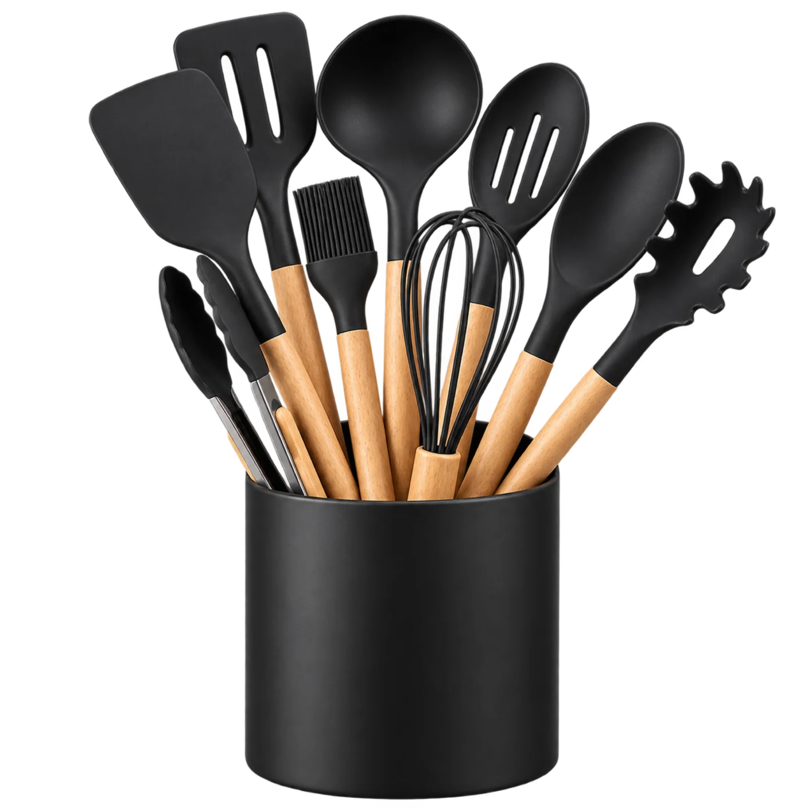black utensil holder